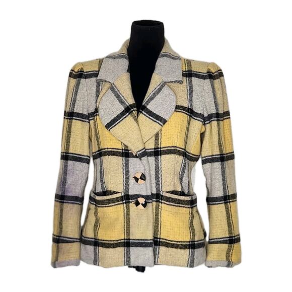 Yves Saint Laurent Jackets & Blazers - Vintage YSL Yves Saint Laurent Rive Gauche Plaid Wool Jacket Short Coat France